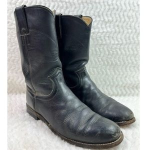 JUSTIN Women's Roper Cowboy Western Boots Black Leather L3703 Size 7